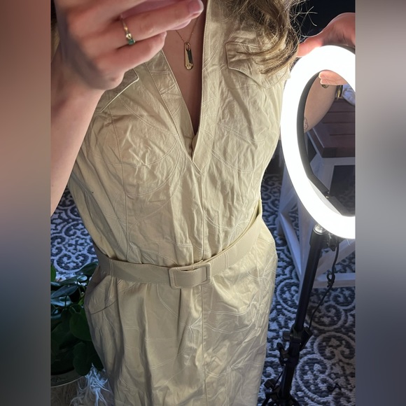 vintage beige patterned structured dress ✨ - Picture 3 of 5